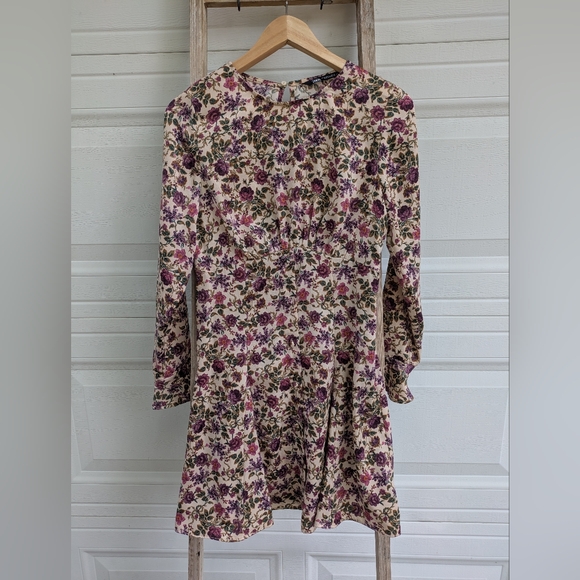 Zara Satin Effect Printed Floral Mini Dress - Picture 2 of 6